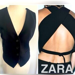 ZARA Black Wrap Back Vest - Size L - NEW